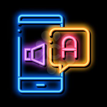 Smartphone Translator App neon light sign vector. Glowing bright icon Dynamic On Smartphone Screen And Interpreter Application sign. transparent symbol illustration