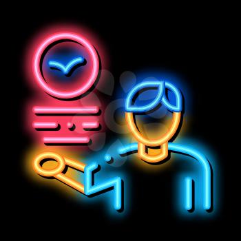 Human Talking About Bird neon light sign vector. Glowing bright icon Man Ornithologist Talk About Bird, Fly Animal And Text sign. transparent symbol illustration