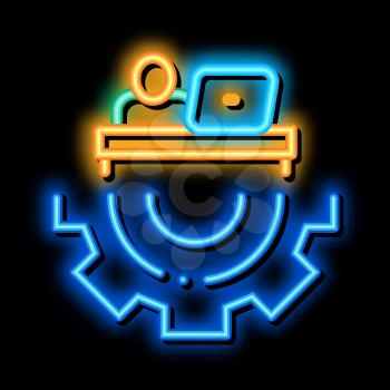 Developer Gear neon light sign vector. Glowing bright icon Developer Gear sign. transparent symbol illustration