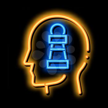 Chess Figure Head neon light sign vector. Glowing bright icon Chess Figure Head sign. transparent symbol illustration