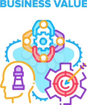 Business Value Increasing Vector Icon Concept. Businessman Thinking And Developing Strategy For Increase Business Value, Company Brainstorming And Process For Achievement Goal Color Illustration
