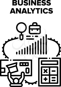 Business Analytics Market Vector Icon Concept. Business Analytics And Accounting, Accountant Make Financial Annual Report And Financier Counting Investment Profit Black Illustration