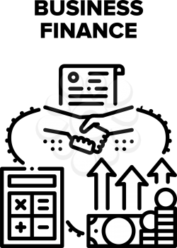 Business Finance Vector Icon Concept. Business Finance Accounting Annual Report And Counting Income, Successful Financial Deal With Partner Or Audit Company. Partnership Black Illustration