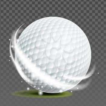 Golf Ball Golfer Sportive Game Accessory Vector. Ball For Playing Entertainment On Grass Field. Hobby Golfing Sport Competition Equipment And Abstract Light Template Realistic 3d Illustration