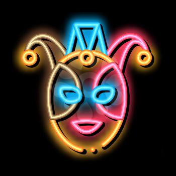 Festival Mask neon light sign vector. Glowing bright icon Festival Mask sign. transparent symbol illustration