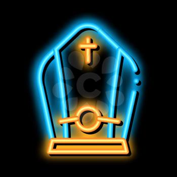 Papal Tiara neon light sign vector. Glowing bright icon Papal Tiara sign. transparent symbol illustration
