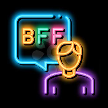 Human Talking Bff neon light sign vector. Glowing bright icon Human Talking Bff sign. transparent symbol illustration