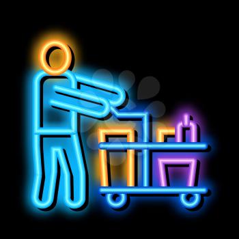 Cleaner Cart neon light sign vector. Glowing bright icon Cleaner Cart sign. transparent symbol illustration