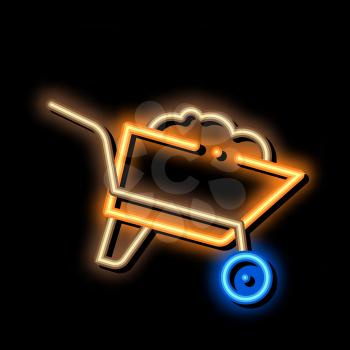 Construction Cart neon light sign vector. Glowing bright icon Construction Cart sign. transparent symbol illustration