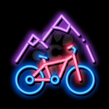 Mountain Bike neon light sign vector. Glowing bright icon Mountain Bike Sign. transparent symbol illustration