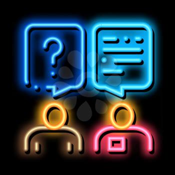Dialogue of Tourist and Employee neon light sign vector. Glowing bright icon Dialogue of Tourist and Employee Sign. transparent symbol illustration