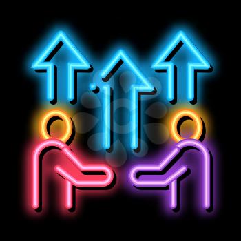 growing up business neon light sign vector. Glowing bright icon growing up business sign. transparent symbol illustration