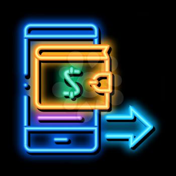 card payment via smartphone neon light sign vector. Glowing bright icon card payment via smartphone sign. transparent symbol illustration