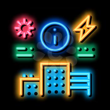 information about supply of electricity to house neon light sign vector. Glowing bright icon information about supply of electricity to house sign. transparent symbol illustration