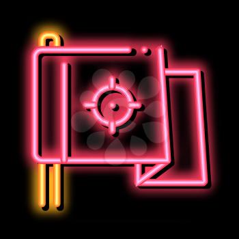 destination flag neon light sign vector. Glowing bright icon destination flag sign. transparent symbol illustration