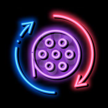 disk scroll neon light sign vector. Glowing bright icon disk scroll sign. transparent symbol illustration
