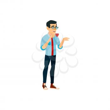 calm businessman chatting with colleagues on break drinking coffee cartoon vector. calm businessman chatting with colleagues on break drinking coffee character. isolated flat cartoon illustration