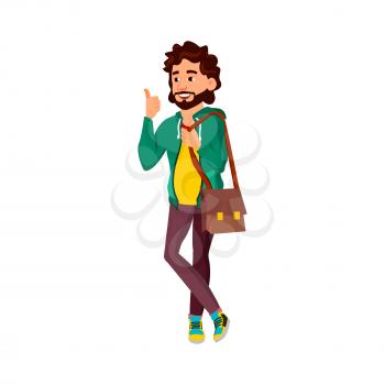 young man approve choice in boutique cartoon vector. young man approve choice in boutique character. isolated flat cartoon illustration