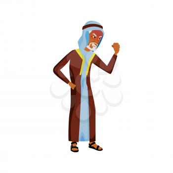 mad muslim man pensioner showing fist and screaming at driver on road cartoon vector. mad muslim man pensioner showing fist and screaming at driver on road character. isolated flat cartoon illustration