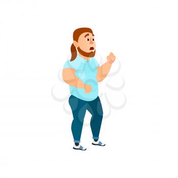 obese man late on bus cartoon vector. obese man late on bus character. isolated flat cartoon illustration