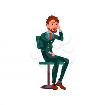 tired man after party sitting in office cartoon vector. tired man after party sitting in office character. isolated flat cartoon illustration
