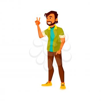 smiling man greeting colleagues in office cartoon vector. smiling man greeting colleagues in office character. isolated flat cartoon illustration