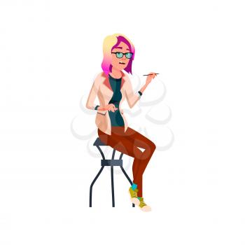 disappointed woman making sketch for new project cartoon vector. disappointed woman making sketch for new project character. isolated flat cartoon illustration