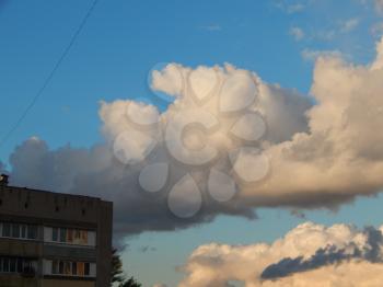 Clouds of a storm over the city float