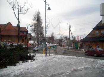 ROAD, POLAND - JANUARY 5, 2012: Architecture, landmarks and landscape of the motorway Zakopane