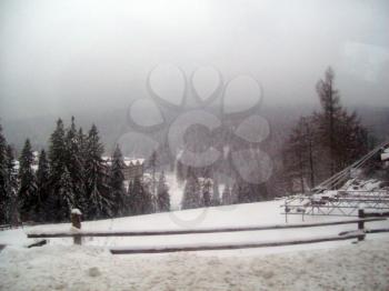 ROAD, POLAND - JANUARY 5, 2012: Architecture, landmarks and landscape of the motorway Zakopane