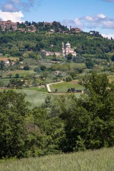 Distant view of Montepulciano and San Biagio Church