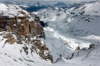 View from Sass Pordoi in the Upper Part of Val di Fassa