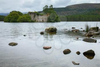 Castle in the Middle of Loch an Eilein near Aviemore Scotland