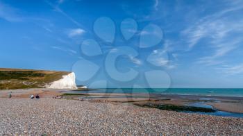 SEAFORD, SUSSEX/UK - AUGUST 15 : Start of the Seven Sisters in Sussex on August 15, 2008. Unidentified people