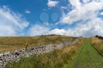 View along a grass track near Ingleton in Yorkshire