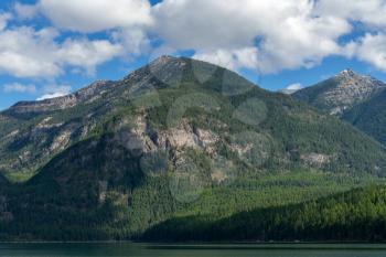 Mountains surrounding Holland Lake in Montana