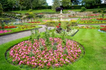 View of a flower display in Quarry Park, Shrewsbury, Shropshire, England