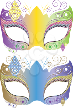 Fashion decorative carnival face mask illustration, masquerade mask design.