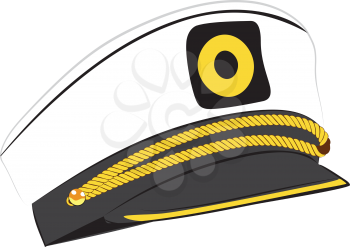 Hat of captain, sailor cap illustration on white background.