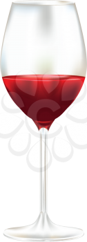 Tasty red wine in a glass design illustration.