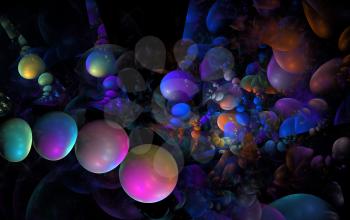 Abstract colourful 3D bubbles fractal background
