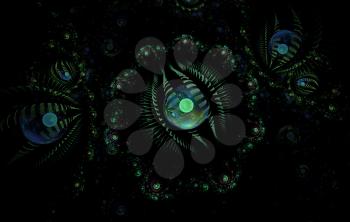 Digitally generated fractal texture of green color, abstract background.
