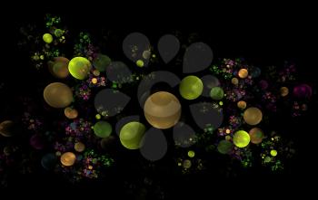 Digitally generated fractal texture of green color, abstract background.