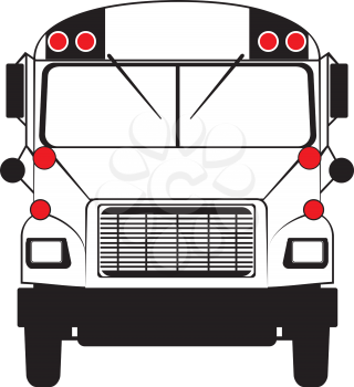 Simple line art bus front view illustration in black and white.