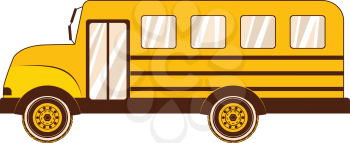 Flat style classic yellow school bus illustration.
