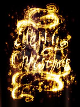 Decorative merry Christmas greetings, bright light painted abstraction.