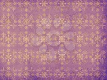 Illustration of abstract vintage snowflake texture violet background.