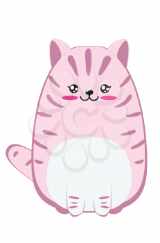 Cute cartoon fat pink cat, abstract kawaii kitty design illustration.