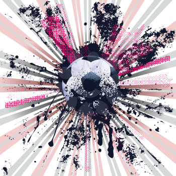 Abstract football, soccer ball on grunge background.