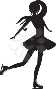 Silhouette of an abstract cartoon girl figure skater.